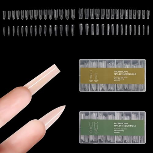 480PCS Sandwich Nail Dual Forms Set, Reusable Gel Nail Extension Tips & Molds with 14 Sizes, No Paper Forms Needed for Salon Quality Manicures at Home or Professional Use