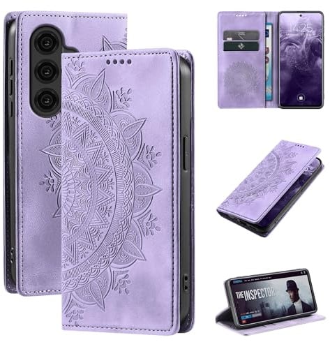 LBH Handyhülle für Samsung Galaxy S26 Mandala Klapphülle RFID Schutz Kartenfächer Geldfach Design Cover Case Flipcase Violett