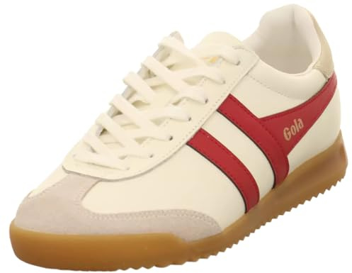 Gola Torpedo-Leder für Damen, Off White/Deep Red/Gold, 10