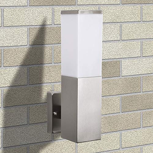 E27 Aussenwandleuchte aus Edelstahl eckig Aussenleuchte Wandleuchte Aussenwandlampe Wandlampe E27 Fassung 446AWU