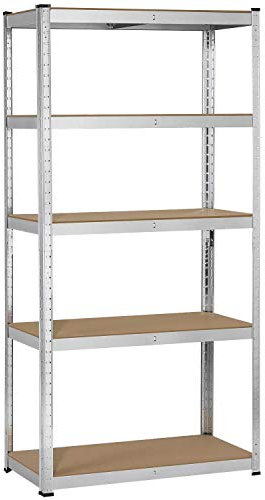 Yaheetech 180x90x40cm Etagère de Rangement Metallique sans Boulon Étagère Atelier Garage Cuisine Metal 5 Niveaux Réglable Charge 175 kg par Niveau Embout Plastique de Pied