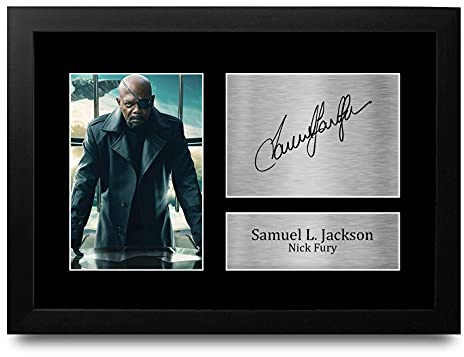 HWC Trading Samuel L. Jackson A4 Gerahmte Signiert Gedruckt Autogramme Bild Druck-Fotoanzeige Geschenk Für Nick Fury The Avengers Filmfans