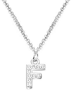 S925 Argento 26 Lettera Inglese Lettera Collana Di Cristallo Per Le Donne Ragazza Miglior Regalo (F)