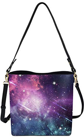 COEQINE - Borsa a tracolla vintage in pelle con grande secchiello per donne e ragazze, Viola (Galassia), Taglia unica