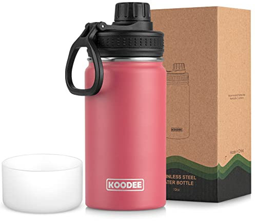 350ML Edelstahl Trinkflasche, koodee Isolierflasche Wasserflasche BPA Frei Thermoflasche, Auslaufsicher Vakuumisolierter Sportwasserflasche für Schule, Sport, Fitness & Outdoor