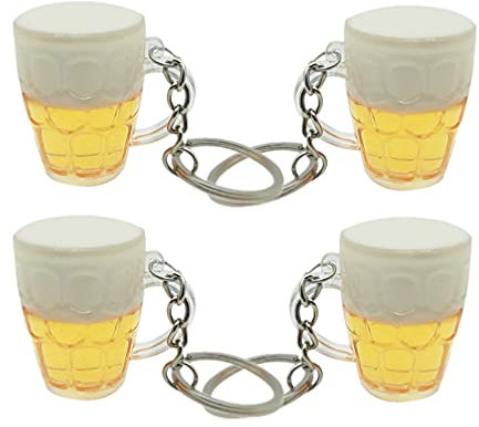 STOBOK Autodekoration 4 Stücke Oktoberfest Kreative Schlüsselanhänger Bierkrug Anhänger Schlüsselring Simulation Bierglas Kreative Geschenke für Freunde Mädchen Damen Herren