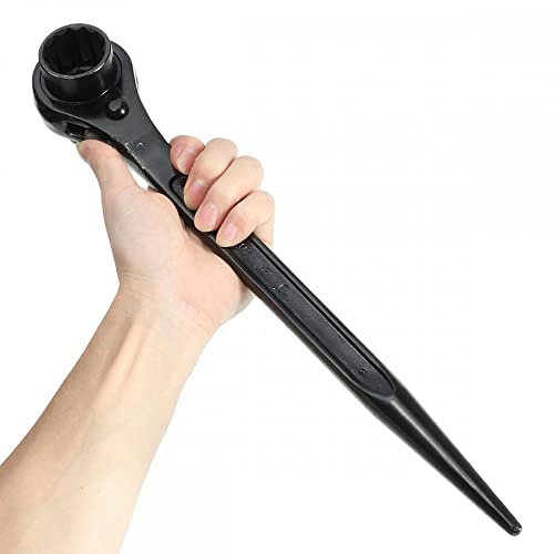 Elecbee 19-24mm Scaffold Spanner,Ratchet Podger Spanner Universal Head Wrench,Steel Erect Spanners Scaffold Erecting Ratcheting Adjustable Socket Adapter Hand Tools for Car Repair,Carpentry (Black)