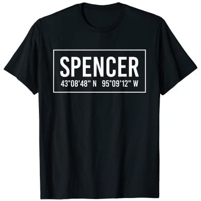 Spencer IA IOWA Lustige Stadt Koordinaten Home Roots Geschenk T-Shirt