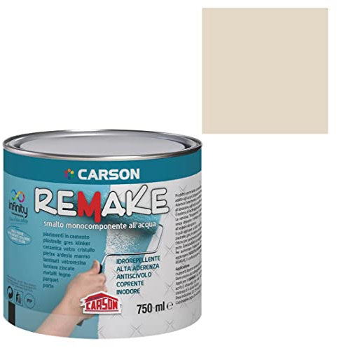 Colorificio Carson Remake Smalto Monocomponente All'Acqua Per Pavimenti E Rivestimenti Piastrelle Gres Additivo Incluso 750 Ml (Ral 1013 Bianco perla)