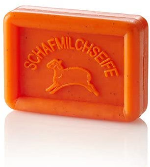 OVIS Schafmilchseife 100g -Sanddorn -Reinigung und Pflege mit Schafmilch in Papierverpackung / zero waste ohne Mikroplastik oder Mineralöl