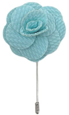 Pin's en forme de fleur bleu turquoise fait à la main, taille unique, Argent