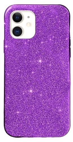 MHtech Glitter Case for iPhone 11, Bling Sparkle Shockproof Cute Sparkly Case Cover for Women and Girls. Protective Case for iPhone 11 (Purple)