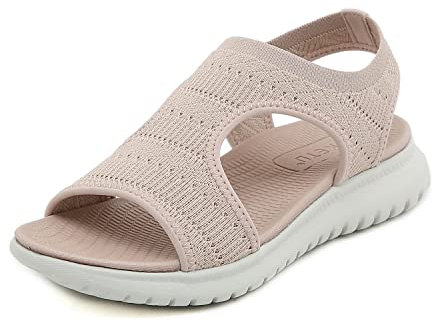 ZDQ Sandales Femme Été Légères Confortable Plate Orthopédique Chaussures Rose 41