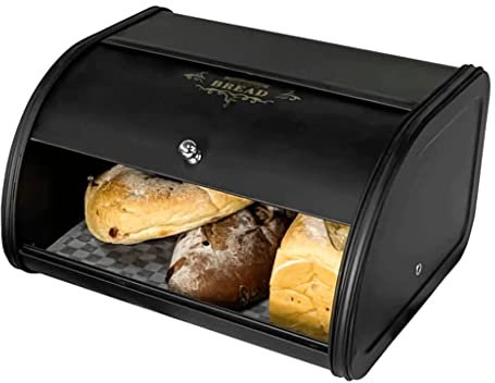 LIOONS Portapane Portatile, Contenitore per Pane in Metallo con Porta Pane con Coperchio in Rotolo, portapane di Grande capacità Classico e Resistente