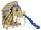 Wickey Stelzenhaus Smart FamilyHouse mit Schaukel & Blauer Rutsche, Kletterturm, Spielhaus, Spielturm, Baumhaus mit Sandkasten, Kletterleiter & Spiel-Zubehör
