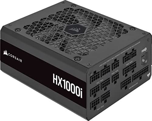 Corsair HX1000i Fully Modular Ultra-Low Noise ATX Power Supply - ATX 3.1 & PCIe 5.1 Compliant - Fluid Dynamic Bearing Fan - CORSAIR iCUE Software Compatible - 80 PLUS Platinum Efficiency - Black