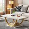 Tribesigns Moderner Couchtisch Weiß Gold, Wohnzimmertisch Faux Marmor Cocktailtisch mit Geometrischem Gestell,Rechteckiger Mitteltisch Teetisch Akzentmöbel Tisch Sofa Beistelltisch für Home Office