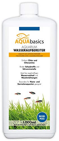 aquabasics Aquarium Wasseraufbereiter bereitet Leitungswasser artgerecht auf - Bindet sicher Schadstoffe - Ideale Wasseraufbereitung bei Neueinrichtung oder Wasserwechsel, Größe:1 Liter