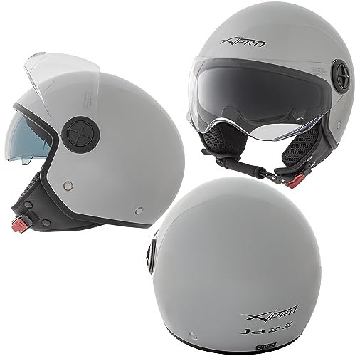 Casco Jet Moto Visiera Parasole ECE 22-06 Aperto Scooter Antigraffio Argento S