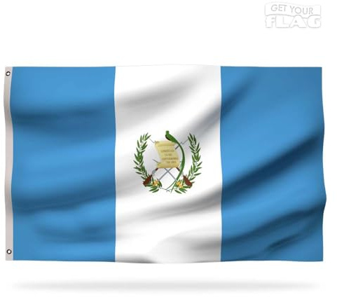 Bandiera Guatemala Premium 150x90 cm - Bandiera Guatemala resistente e di alta qualità con 2 occhielli in metallo - sii orgoglioso dei tuoi colori !