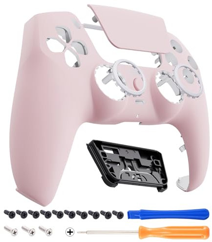 eXtremeRate Luna Re-Design Front Gehäuse für ps5 Controller BDM-010/020/030/040/050 Model, Ersatz Hülle Faceplate&Touchpad&Accent-Ring, Custom integrierend Case Cover für ps5 Controller-Pink