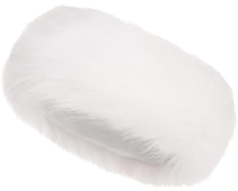 EUPSIIU Kunstfell-Stirnband für Damen, Weiß Ohrenwärmer Damen, Stirnband Damen Winter, Damen Winter Faux Fuchs Haarband, Warmes Stirnbänder, für Outdoor Reiten Wandern Skifahren