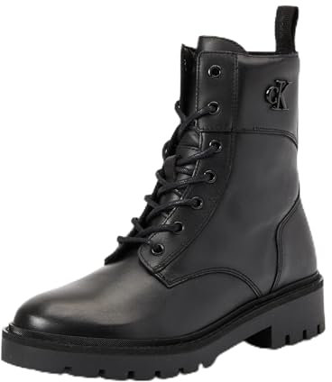 Calvin Klein Combat Boot Mid Zip Lth in Calf YW0YW01550, Stivali Donna, Nero (Triple Black), 39 EU