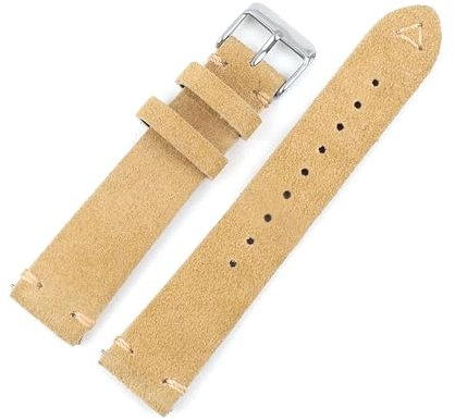 PUCHEN Wildleder-Uhrenarmband, 18mm – 24mm, Vintage-Ersatz-Uhrenarmband, Herrenuhr-Zubehör, Beige, 22mm