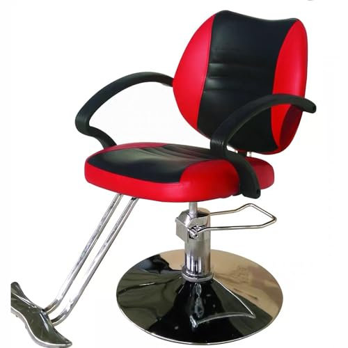 aweiyouxiang Hydraulischer Friseurstuhl, um 360 Grad drehbarer Friseurstuhl, hydraulischer Lift, verdicktes Chassis, wasserdichtes PU-Leder, für Friseur-Barber-Schönheits-Tattoo-Massage,Rot