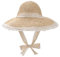 ZLLkeji Sonnenhut Damen Strandhut Faltbar mit Seil Uv-Schutz Einstellbar Sommerhut UPF 50+ Breitkrempiger Strohhut Aus Spitze für Reise Urlaub Beige