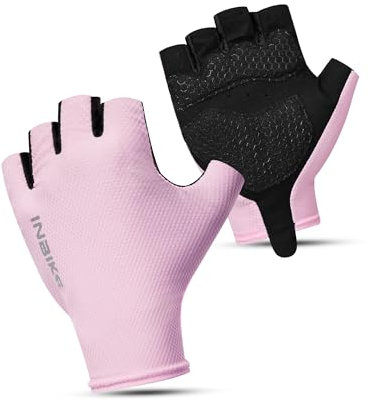 INBIKE Fahrradhandschuhe Herren Damen MTB Moutainbike Rennrad Handschuhe Sommer Haslbfinger Fingerlos Radsport rutschfest Stoßfest Elastisch Reflektierend Atmungsaktiv Radsport Multifunkton Rosa 2XL
