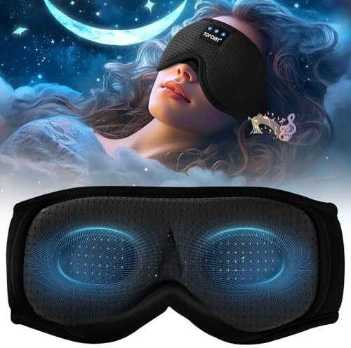 3D Bluetooth Sleep Mask Headphones, TOPOINT Upgraded Breathability Eye Mask with Bluetooth Headphones Eye Mask for Sleeping,Sleeping Headphones for Travel/Nap/Yoga/Meditation/Relaxation