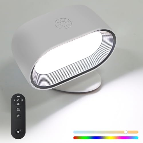 OWill Battery Operated Wall Lights with Timer Switch-off 360° Rotating Touch Rechargeable Wall Sconce Lights Indoor with Remote Control 5 Brightness Levels 9 Color Modes Wireless Wall Lamp for Bedroom