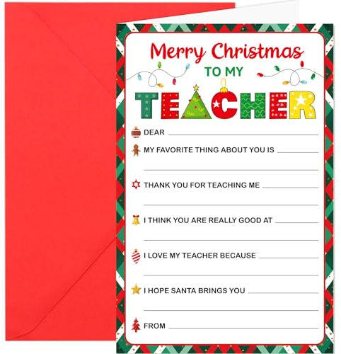 Fancy Land Lustige Weihnachtskarte für Lehrer, zum Ausfüllen von Rohlingen, Weihnachtskarte für Lehrer, Dankeskarte