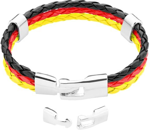 Taffstyle Armband Armreif geflochten Leder Fahne Motiv Fussball EM WM Fanartikel Land Flagge Ärmel Schmuck Damen oder Herren Deutschland 19cm