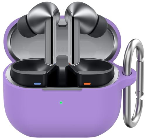 AhaStyle Silicone Case for Samsung Galaxy Buds3 Pro (2024) Shockproof Full Protective Skin Case Cover Compatible with Galaxy Buds3 Series Support Wireless Charging (Lavender)