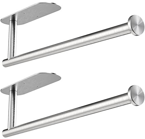 Gewtur Küchenrollenhalter, Selbstklebend Küchenrollenhalter Wand, Edelstahl Küchenrollenhalter für Alle Küchenpapier (Silber, 2 Stück)