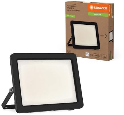 LEDVANCE Projecteur LED de classe d'efficacité énergétique A, boîtier en aluminium noir, 24,5 W, 4600 lm, pour applications extérieures, design compact, léger, installation facile
