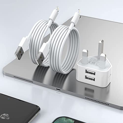 iPad Charger [MFi Certified] i-Pad Charger Plug with 2Pack USB Lightning Cable for iPad Pro 12.9 11 2nd 3rd 4 th 5th 6th Generation/Air 2 3rd 4th 5th/Mini 2 3 4 5 6/iPad 4th 6th 7th 8th 9th
