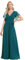 Ever-Pretty Women's Maxi Empire Waist V Neck Short Sleeve Floor Length Chiffon Evening Long Dresses Teal 14UK