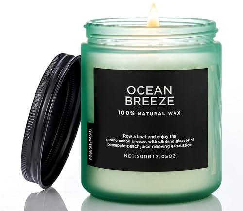 M&SENSE Duftkerze im Glas – Sojawachskerze Meeresbrise 200g | Frische und Erfrischende Essenz | 50 Stunden Brenndauer | Natürliche Kerze für Wohlbefinden und Entspannung