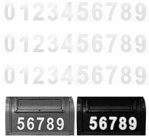 PATIKIL Reflective Mailbox Numbers, 3 Sets 2 Inch Waterproof White Mailbox Numbers for Outside Self Adhesive Number Stickers for Mailbox, Address Numbers, House