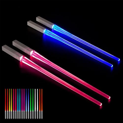 2 Pairs Light Saber Chop Sticks, Light Saber Chopsticks, Lightsaber Chopsticks Light Chopsticks 9 Color Modes Light LED Lightsaber Suitable for Birthday Parties and Christmas Gifts