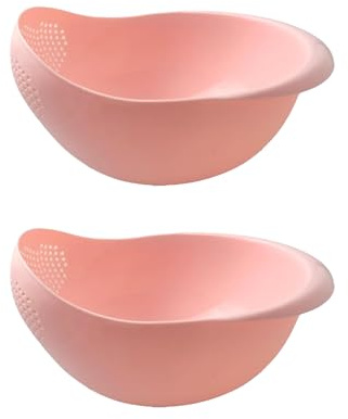 2-in-1 Reissieb, Gemüse- und Obstreinigungsfilterkorb, 2-teilig, robust und einfach zu bedienen, lebensmittelechtes Küchenwerkzeug-Zubehör (Rosa, klein)