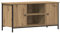vidaXL Modern Oak TV Stand - Solid Oak & Metal - Rectangular Media Console/TV Cabinet for Living Rooms - Stylish Artisan Oak Finish with Ample Storage - Easy Assembly