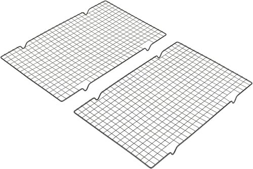 Notcilgias Abkühlgitter 2er Set, Kuchengitter aus Edelstahl 40×25×2 cm, Backrost/Auskühlgitter mit feinem Gitter, stabil & spülmaschinenfest, für Backen, Kühlen und Grillen