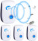 Repelente Ultrasónico de Plagas, 4 Pack Electrónico Repelente Mosquitos Insectos Control de Plagas,Repelente Ultrasónico Ratas para Interiores Anti Cucarachas, Moscas, Mosquitos, Ratones, Arañas