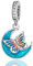 Rimgoris Collana con bracciale da donna in argento sterling 925, ciondolo, luna e farfalla, braccialetto da donna, charm, festa della mamma, con zirconi