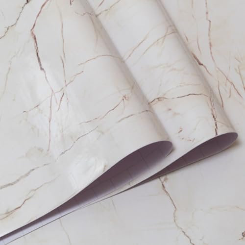 JINSBON Thick Brown Grey Wood Wallpaper, Removable Marble Effect Contact Paper, for Stylish Kitchen Renovation, 40Cm*10m, with Multiple Colors Available(Golden Stone)