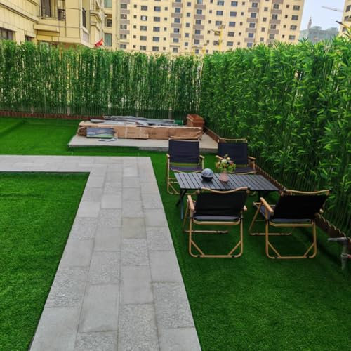 Tqertrtfxa Bambou Artificiel en Pot avec Base en Bois, séparateur de pièce pour séparation d'espace intérieur et extérieur, Arbre Artificiel en Pot avec Base en Bois(50cm+8pole,1.8mtall)